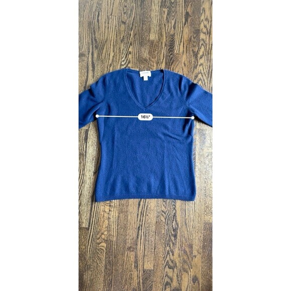 CHARTER CLUB WOMEN'S S SWEATER 2-PLY CASHMERE VNECK PULLOVER BLUE NWT $119 - Picture 4 of 7